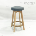 Modern upholstered round wooden swivel bar stools